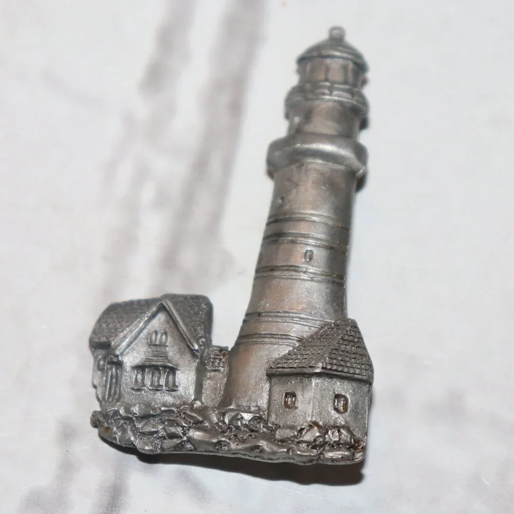 Vintage Spoon Pewter 4140 Lighthouse Brooch 2.25
